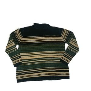 Classic Elements Green and Tan Striped Sweater - L